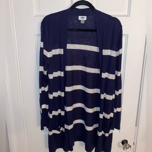Old Navy Blue and White Striped Cardigan